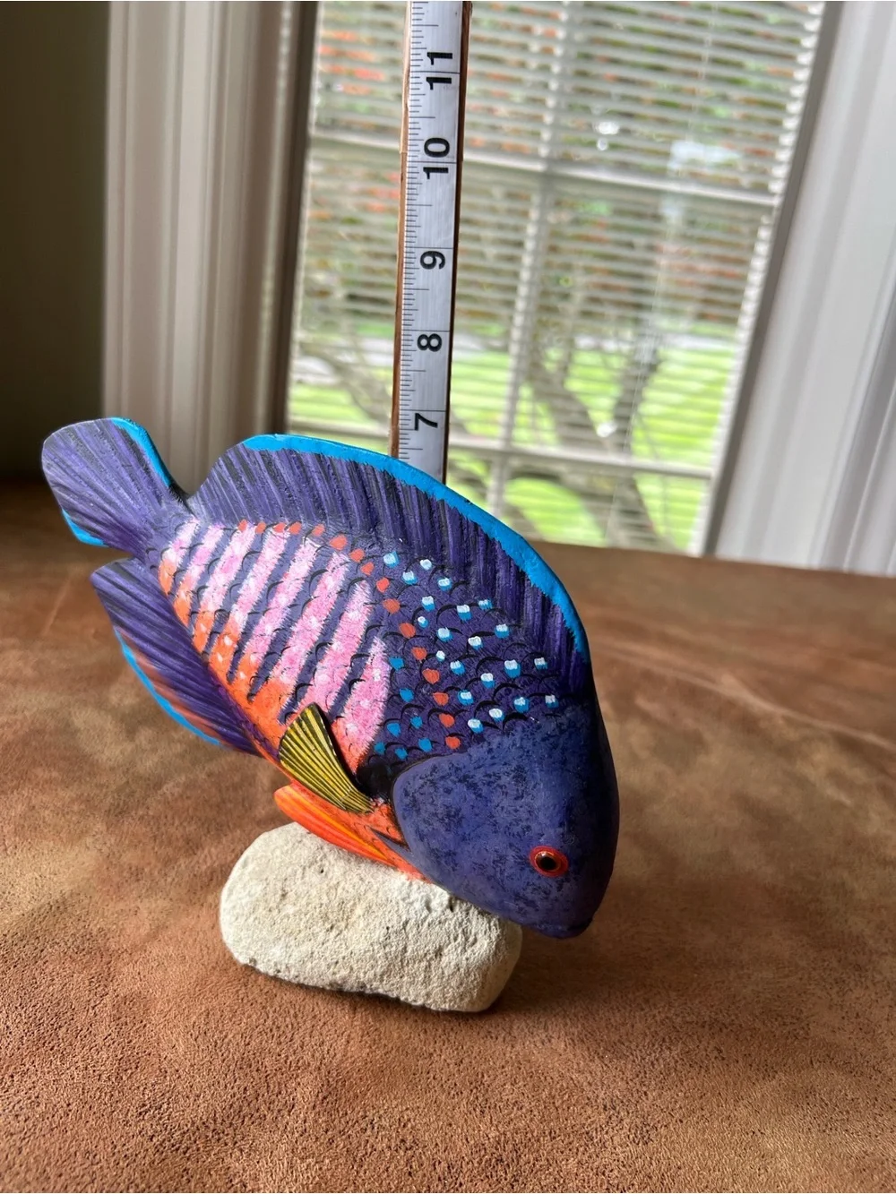 Hand-Painted Purple and Orange Tropical Fish Accent